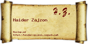 Haider Zajzon névjegykártya